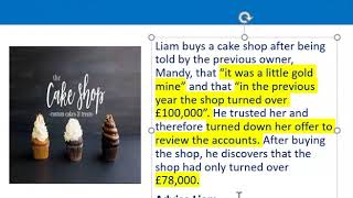 How to apply misrepresentation Liam cupcake scenario [upl. by Handel]