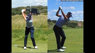 Justin Thomas golf swing  Long Iron faceon amp downtheline July 2017 [upl. by Diane-Marie]