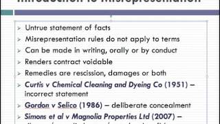 Misrepresentation Lecture 1 of 4 [upl. by Svend370]